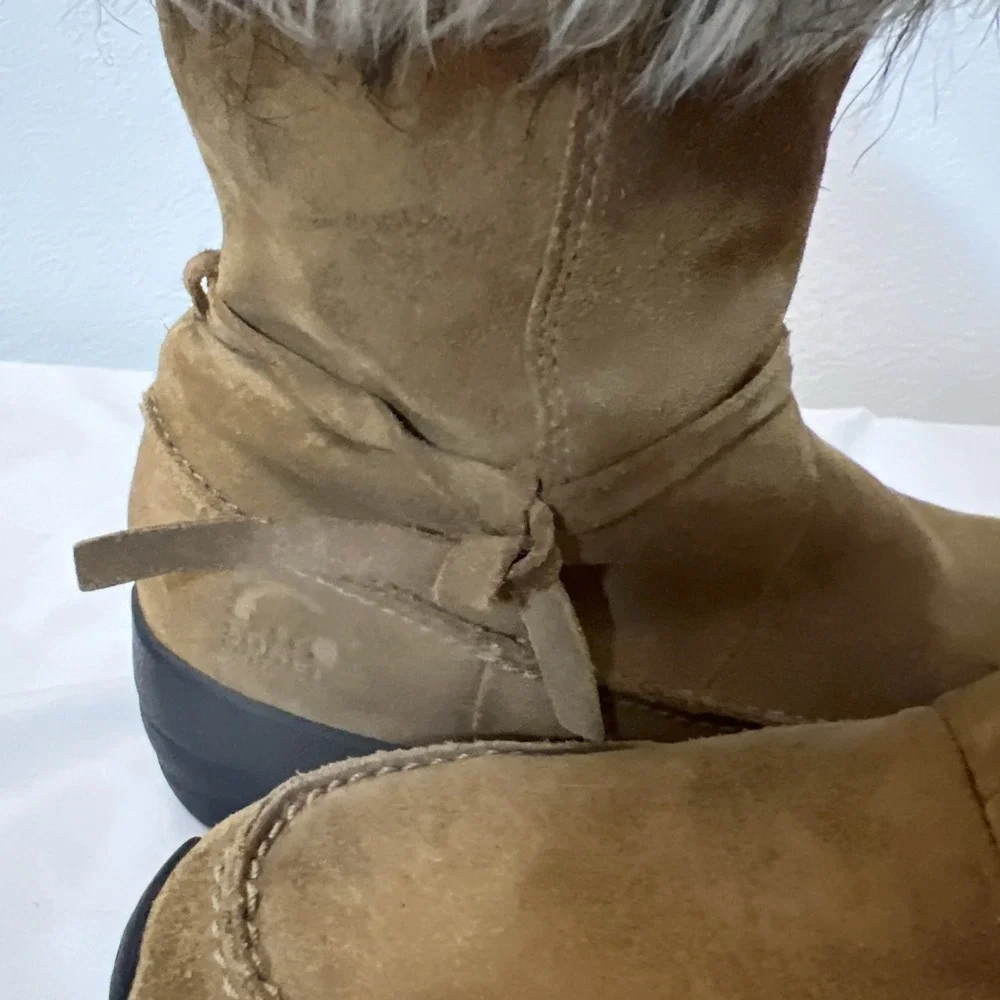 Sorel Womens Brown‎ Northern Lite Snow Waterproof Suede Faux Fur Boots Size 7